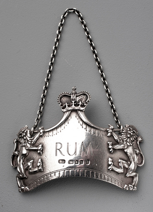 Coronation Cast Silver Wine Label, Rum - Leslie Durbin